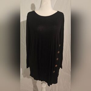 Reborn J Black Tunic with Button Accents